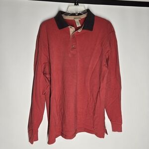 L.L. Bean Red Polo Long Sleeve Shirt